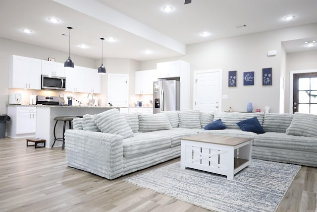 living room featuring light hardwood / wood-style flooring