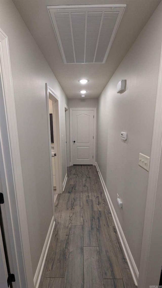 hall featuring dark hardwood / wood-style flooring