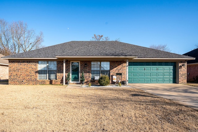 single story home with a garage