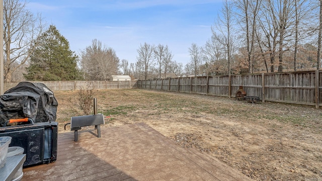 view of yard featuring a fenced backyard