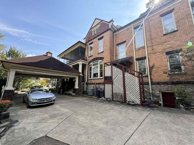 view of front of home featuring cooling unit