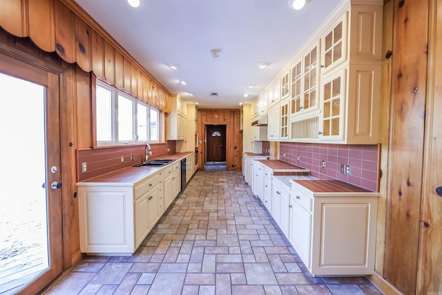 kitchen featuring tasteful backsplash, sink, and dishwasher