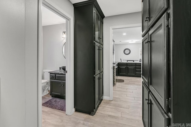 hallway featuring light wood-type flooring