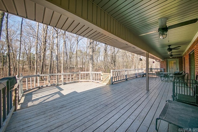 wooden terrace with ceiling fan