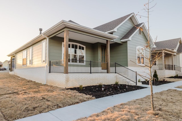 view of front facade featuring covered porch