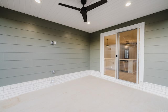 interior space featuring ceiling fan