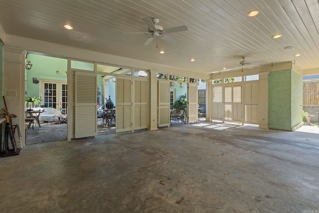 view of patio featuring ceiling fan