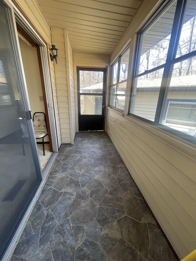 view of unfurnished sunroom