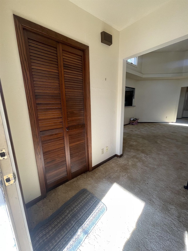 interior space featuring carpet flooring