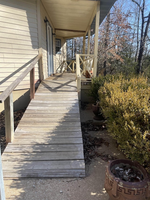 wooden terrace with covered porch