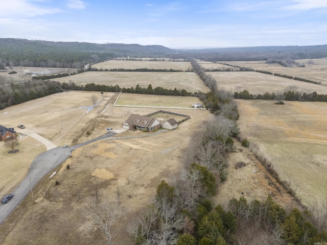 aerial view featuring a rural view