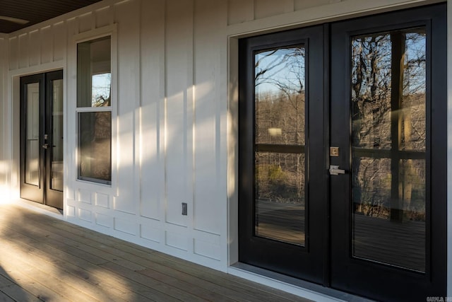 doorway to property featuring french doors