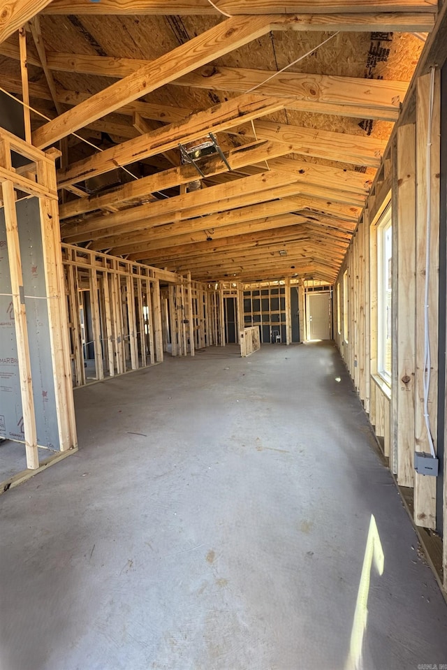 misc room with lofted ceiling