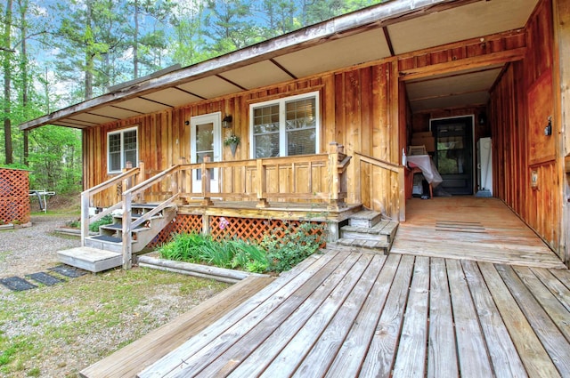 wooden terrace with covered porch