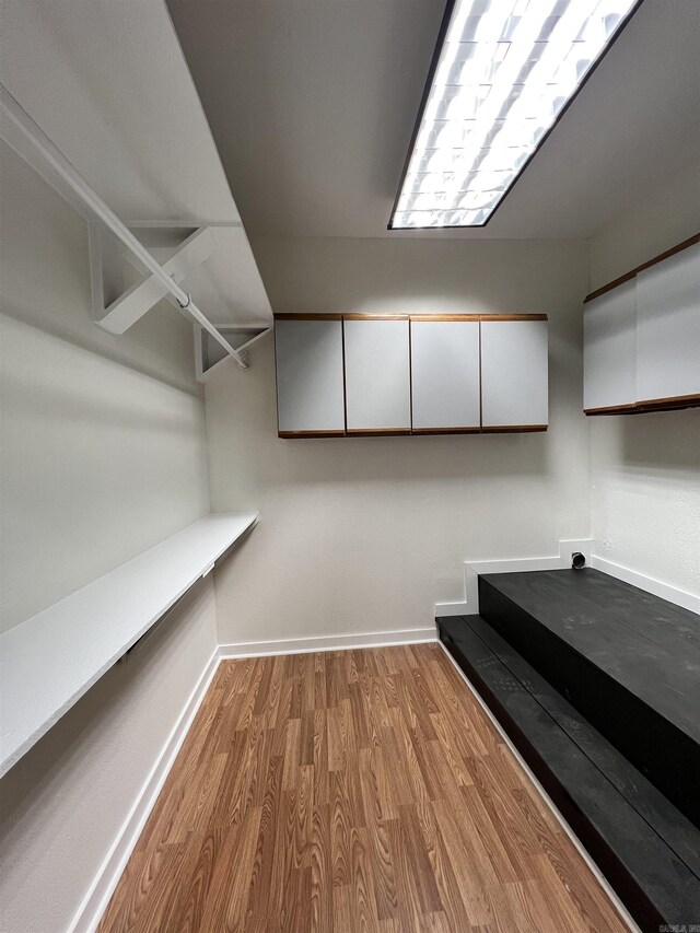 spacious closet featuring light hardwood / wood-style floors