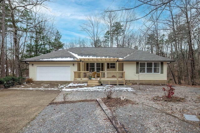 single story home with a garage