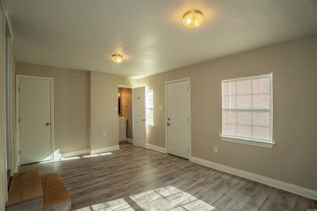 spare room with wood-type flooring