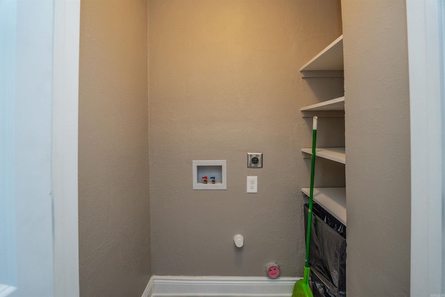 laundry area with electric dryer hookup and hookup for a washing machine