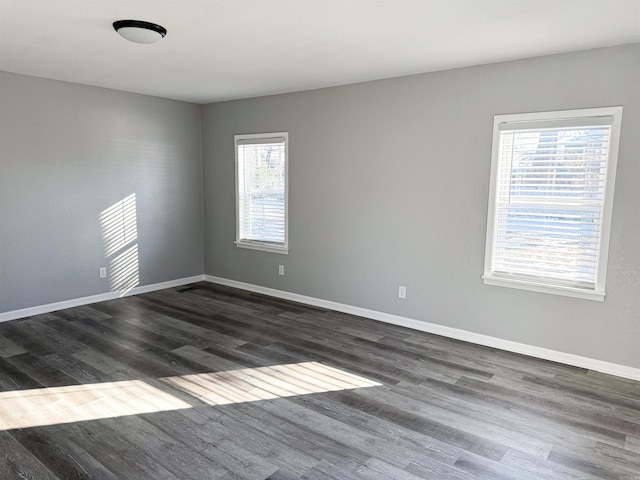 empty room featuring dark hardwood / wood-style floors and a wealth of natural light