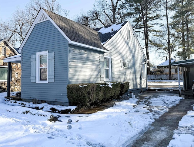 view of snowy exterior