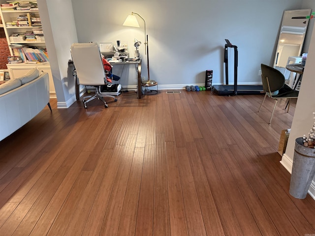 office space featuring dark hardwood / wood-style floors