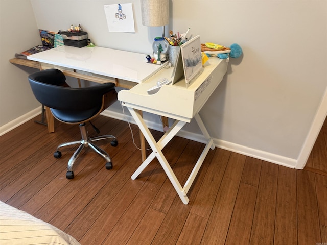 office area featuring hardwood / wood-style flooring