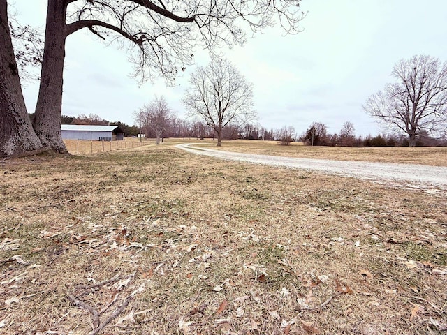 view of road with a rural view