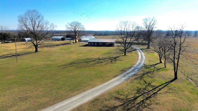 bird's eye view with a rural view