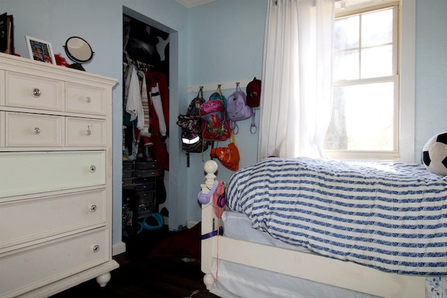 bedroom with multiple windows and a closet