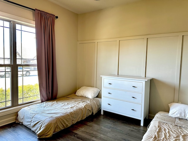 bedroom featuring dark hardwood / wood-style floors