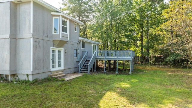 view of yard with a deck