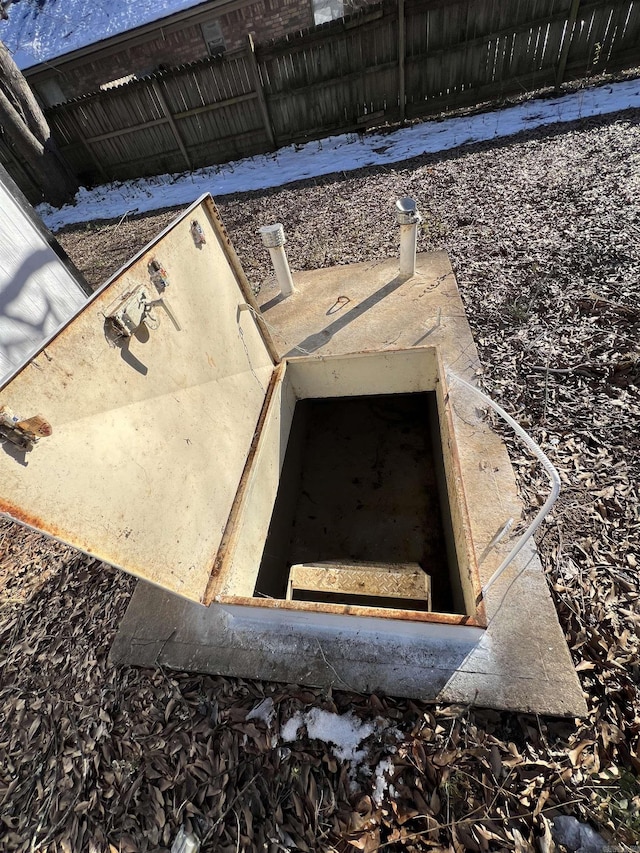 view of storm shelter