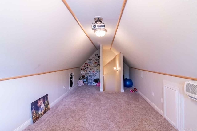 bonus room featuring light colored carpet and lofted ceiling