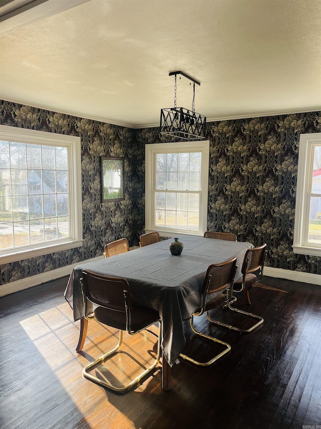 dining room with hardwood / wood-style flooring, a textured ceiling, and billiards