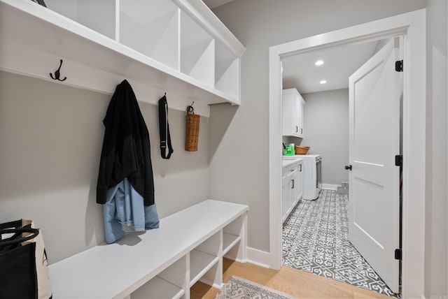 mudroom featuring light wood-type flooring