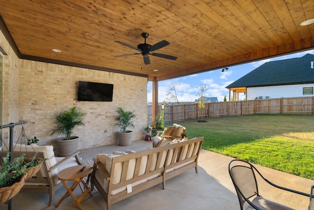 view of patio / terrace featuring outdoor lounge area and ceiling fan