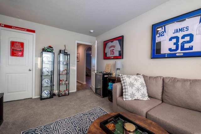 living room with carpet floors