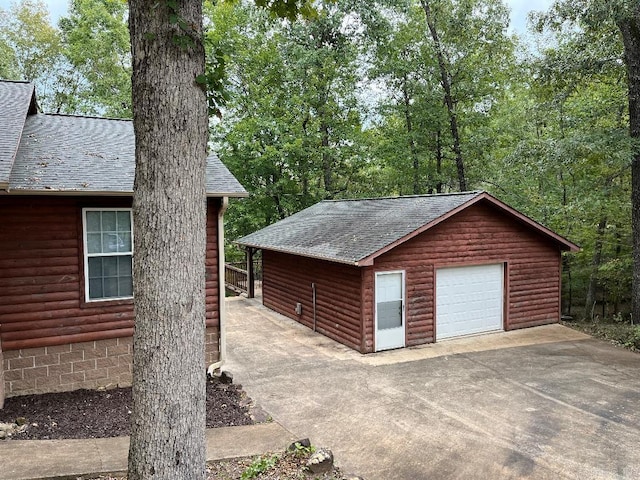 view of garage