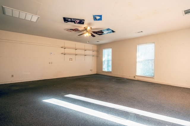 garage with ceiling fan