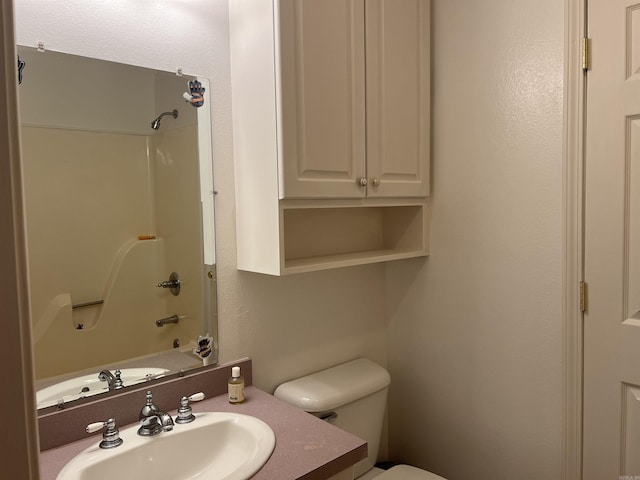 full bathroom with vanity, toilet, and shower / bath combination