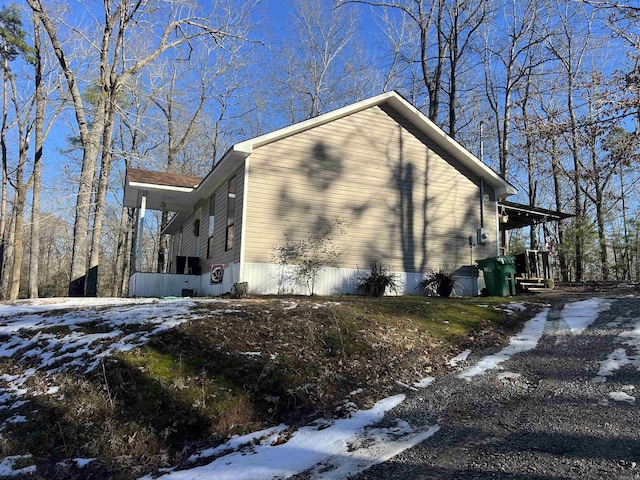 view of snowy exterior