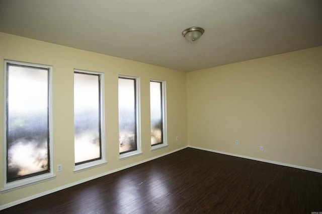 unfurnished room featuring dark wood-type flooring and a wealth of natural light