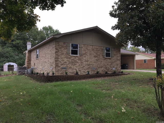 view of property exterior with a yard