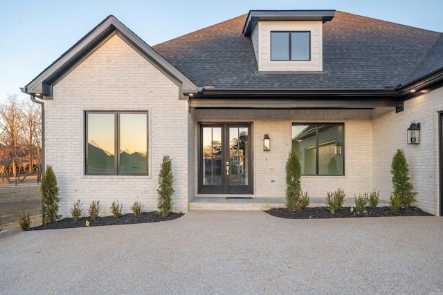 view of front of property with french doors