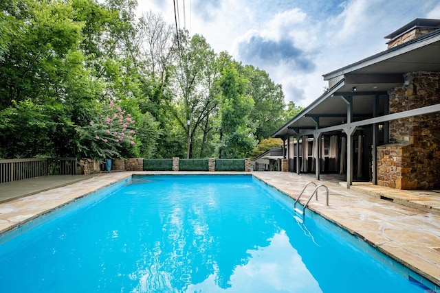 view of swimming pool with a patio