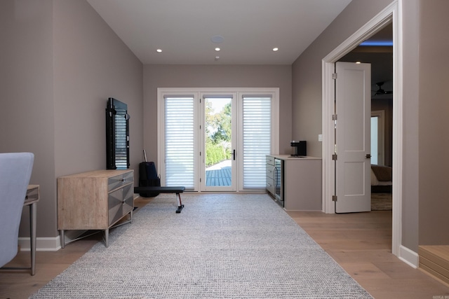 living area featuring light hardwood / wood-style floors