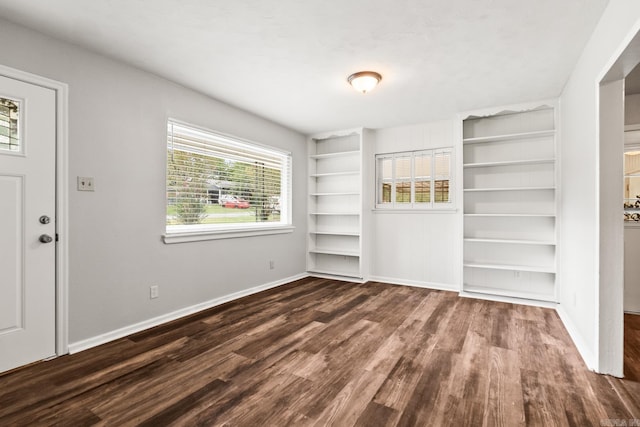 interior space with dark hardwood / wood-style floors