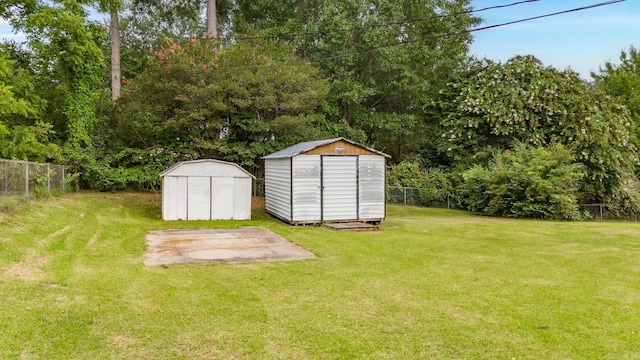 view of outdoor structure with a lawn