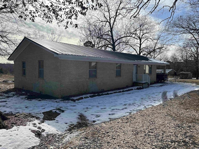 view of snowy exterior