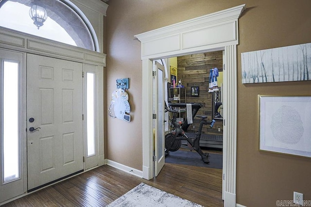 entrance foyer featuring dark hardwood / wood-style flooring